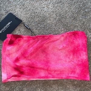 Pink Tie Dye Printed Bandeau Crop Top